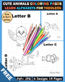 Learn Alphabets And Color - With Cute Animals Coloring Boo