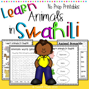 Preview of Learn Swahili : Animals