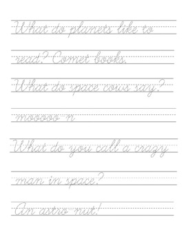 Learn Cursive - Space Theme with Facts and Jokes by Jennifer Crotty