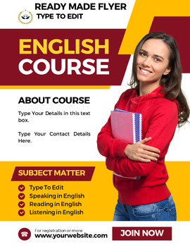 Preview of Learn English Online Class Flyers (4) Fully Customize your Flyer Ready to Edit!