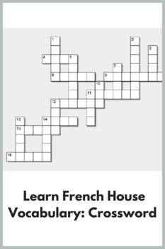 Learn French House Vocabulary: Crossword by Real Life Language TPT