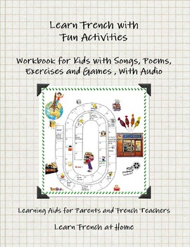 Preview of Learn French with Fun Activities - Workbook for kids - With Audio