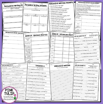 Writing Worksheet Pack by Pink Tulip Teaching Creations | TPT