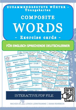 Preview of Learn German: Compound words exercise cards-zusammengesetzte Wörter Interactive