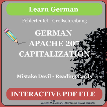 Preview of Learn German: Error devil Apache207 reading cards Capitalization Interactive