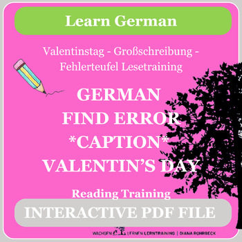 Preview of Learn German: Error devil capitalization Valentine's Day - Interactive