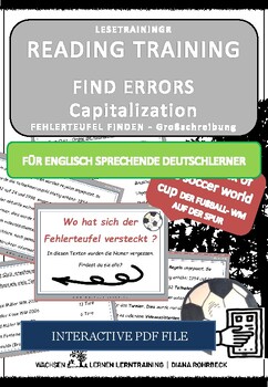 Preview of Learn German: Soccer World Cup Special: Reading Cards Capitalization Interactive