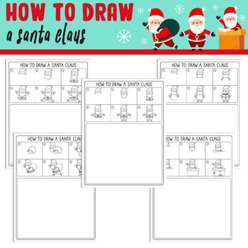 Preview of Learn How To Draw a Santa Claus: Step by Step Tutorial + 5 Coloring Pages