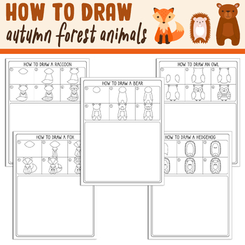 Preview of Learn How to Draw Autumn Forest Animals: Step by Step Tutorial +5 Coloring Pages