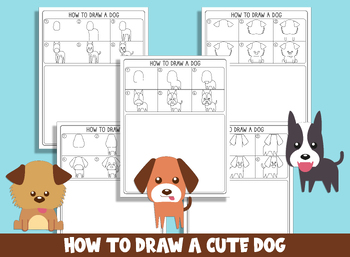 Preview of Learn How to Draw a Cute Dog, Puppy Directed Drawing Step by Step Tutorial