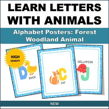 Preview of Learn Letters With Animals: Alphabet Posters: Forest Woodland Animal