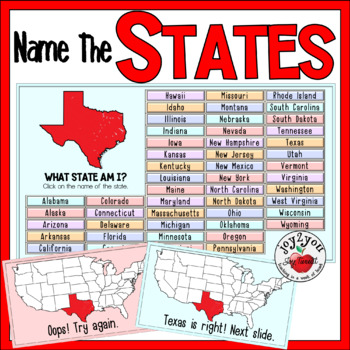 Preview of STATES NAMES | SELF- CHECKING | MAP SKILLS | ONLINE LEARNING | EASEL ASSESSMENTS