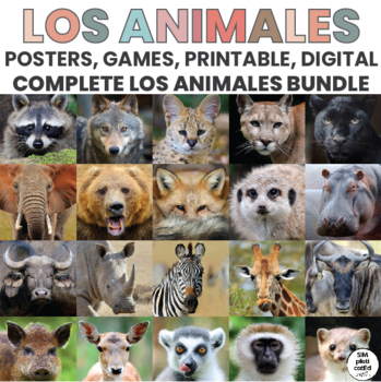 Preview of Learn Spanish | Animales | Games | Posters | Digital | Printable | BUNDLE