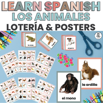 Preview of Learn Spanish | Loteria | Mexican Bingo | Los Animales | Posters | BOHO