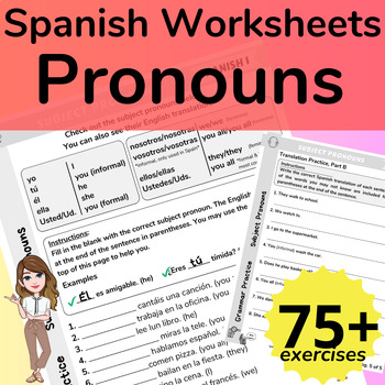 Preview of Spanish Subject Pronouns Practice Pronombre Subjetivo Activities Worksheets