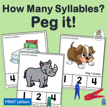 Preview of Learn Syllables Counting with How Many Syllables Peg-it! - A Fun Teaching Game