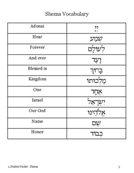 Learn The Shema! Prayer Packet by Hebrew and Jewish Studies Resources