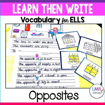 Preview of ESL Newcomer Activities-Opposites-Flash Cards and Writing Activities
