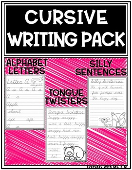 Preview of Learn To Write Cursive Handwriting Alphabet, Silly Sentences & Tongue Twisters