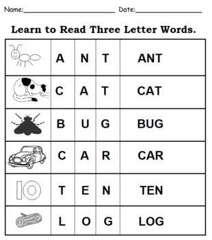 Preview of Learn To Read Three Letter Words