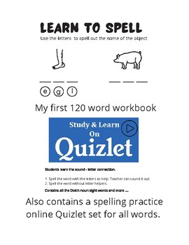 Preview of Learn To Spell.  Dolch Nouns. First 120 Spelling Words Of English. ESL. EFL.