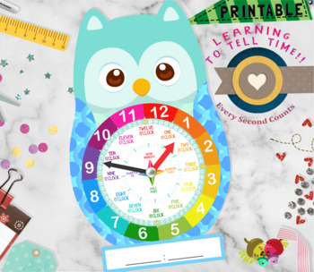 Preview of Learn To Tell Time Printable Clock Kids Learning Game Homeschool Activity Educat