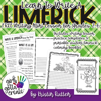 Preview of Learn To Write A Limerick Mini Lesson with Printable Limerick Book {FREE!}
