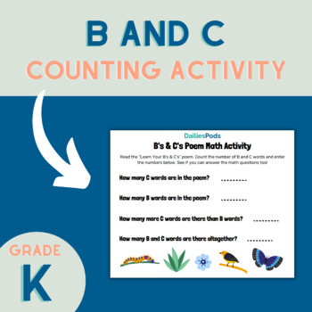 Preview of Learn Your B's and C's Poem Math Activity | Word Counting Printable