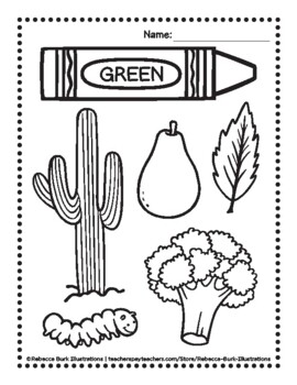 Learn Your Colors Green Coloring Page By Rebecca Burk Illustrations