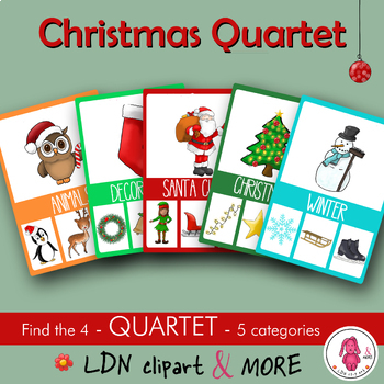 Preview of CHRISTMAS QUARTET game, easy prep! A fun activity with new words, print & go