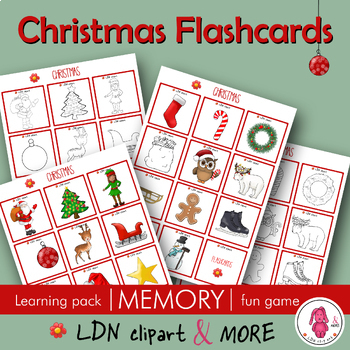 Preview of CHRISTMAS Flashcards, easy prep! Have fun play memory, print & go