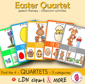 Preview of EASTER printable QUARTET GAME, a fun activity to learn new words, print & go
