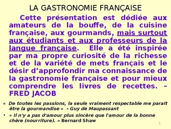 Preview of Learn about food in French (La cuisine française) - Lesson Plan