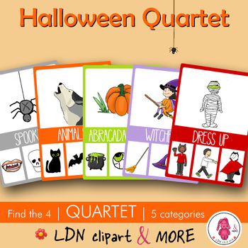 Preview of HALLOWEEN QUARTET game, easy prep! A fun activity with new words, print & go