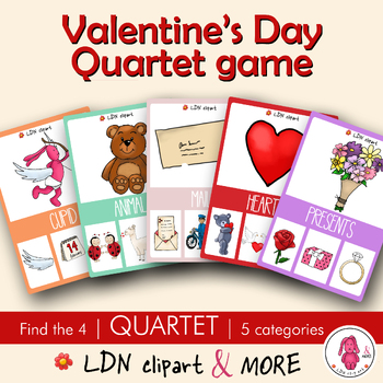 Preview of VALENTINE'S DAY printable QUARTET GAME, a fun activity to learn words, print& go