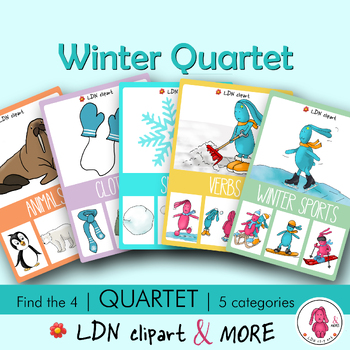 Preview of WINTER printable QUARTET GAME, a fun activity to learn new words, print & go