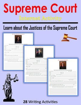 Preview of Learn about the Justices of the Supreme Court - Internet Activity