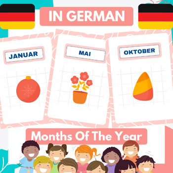 Preview of Learn about the Months of the year for kids (in German) | Flashcards & Posters