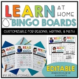 Learn at Home Bingo Boards - EDITABLE | Distance Learning
