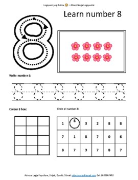 Preview of Learn number 8 worksheet