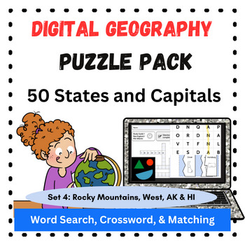 Preview of Learn the 50 States Easel Digital Puzzle Pack 4 (Rocky Mountain, West, AK & HI)