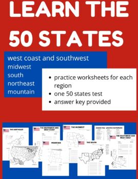 Preview of Learn the 50 states! No Prep! worksheets, test, answer keys