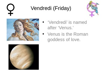 Preview of French Week: PowerPoint explaining the Roman origin of each day