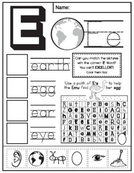 learn the letter e multi game letter e tracing printable tpt