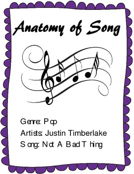 Preview of Learn the Parts of a Song - Analysis of Justin Timberlake's "Not a Bad Thing"