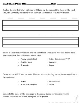 Preview of Learn to Arrange and Improvise Lead Sheets on the Piano - Composition Organizer