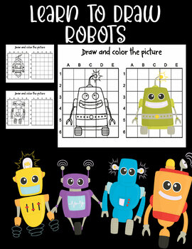 Preview of Learn to Draw Robots using the grid method set of 10 pages