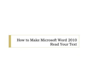 Preview of Learn to Proofread Aloud and Detect Writing Mistakes Using Word 2007 and 2010