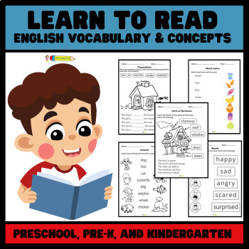 Preview of Learn to Read Activities for Preschool and Kindergarten - English vocabulary