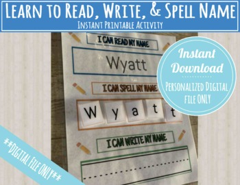Preview of Learn to Read, Spell and Write Name Printable Activity